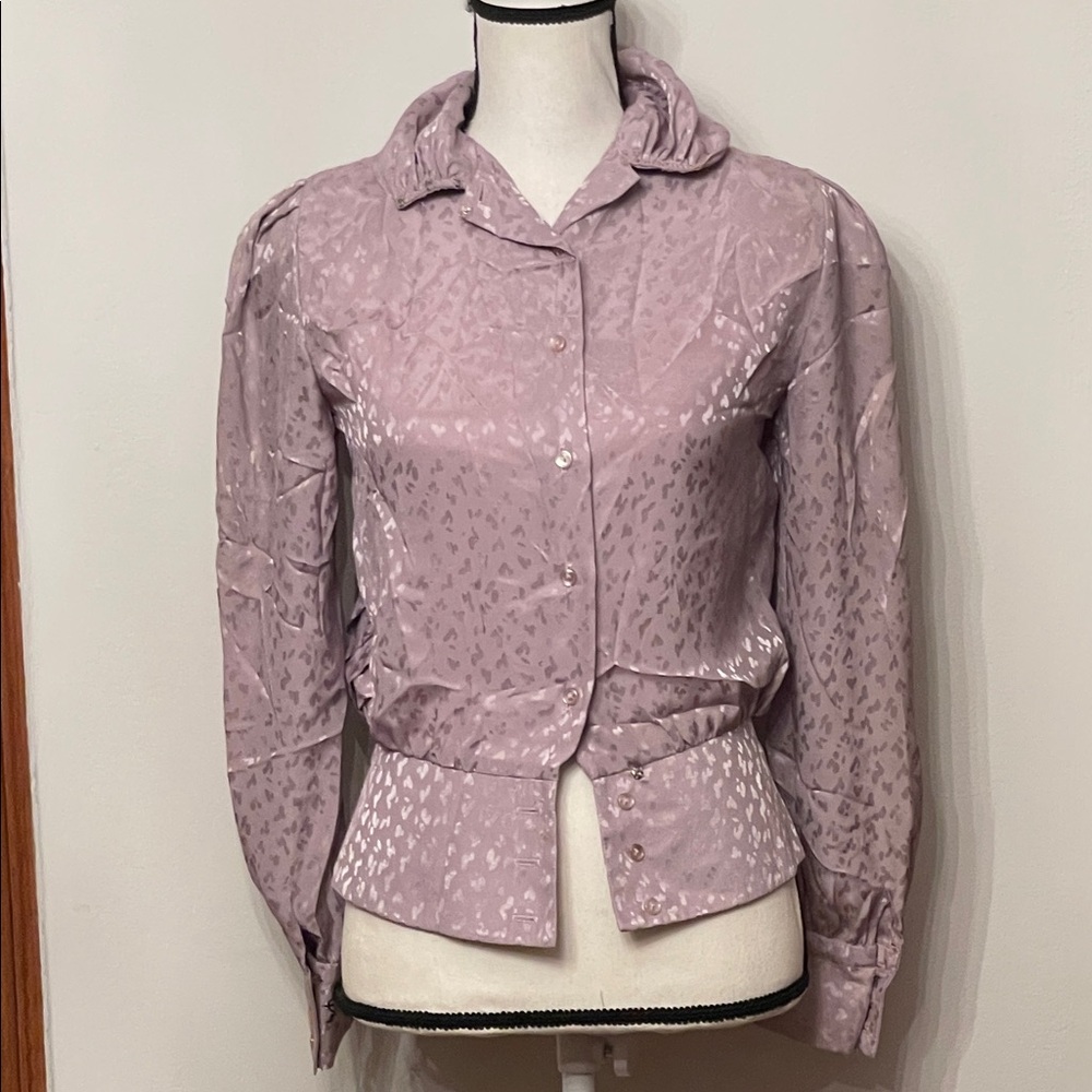 Vintage Chic Purple Button Down Shirt for Women